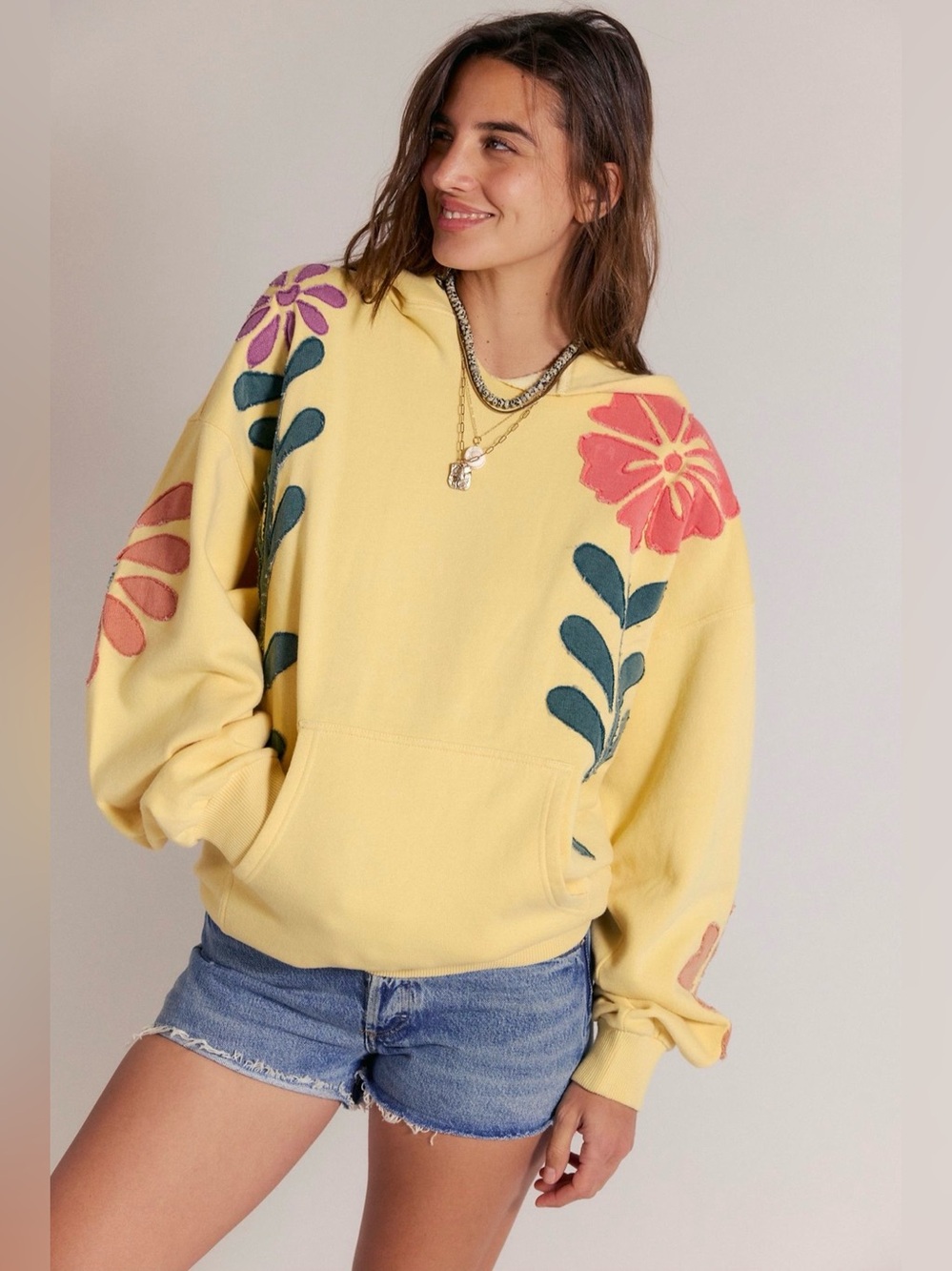 Free People We The Free It’s A Vibe Flowers Hoodie NWT Size M - Picture 3 of 6